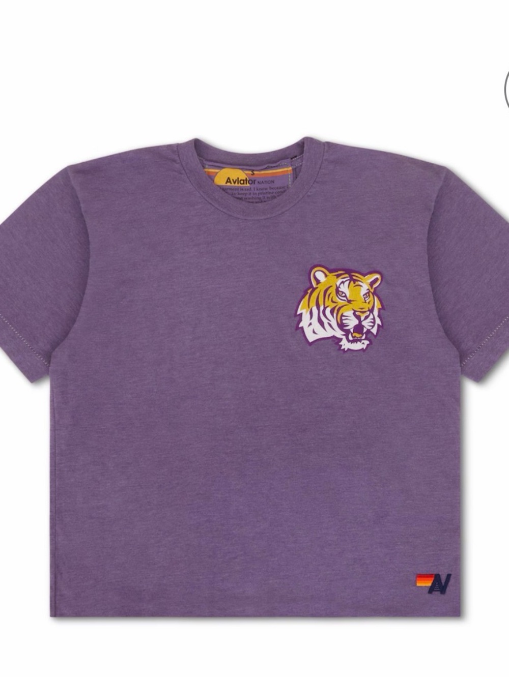 Aviator Nation Purple Tee with Yellow Tiger Chest Graphic